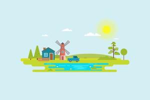 flat design countryside vector illustration