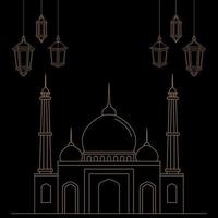 vector design of a lantern and an outline mosque with a white background