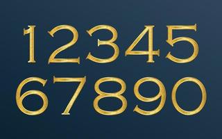 Elegant Chinese style gold numbers. 1, 2, 3, 4, 5, 6, 7, 8, 9, 10, logo