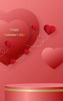 3d podium round stage for Valentine day vector