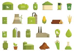 conjunto de iconos de biogás vector de dibujos animados. etanol de biomasa