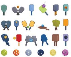 Pickleball icons set cartoon vector. Game man vector