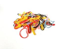 colorful hair elastics with isolated white background photo