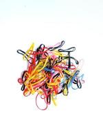 colorful hair elastics with isolated white background photo