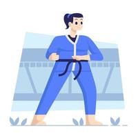 Female Jiu Jitsu Fighter Practicing vector