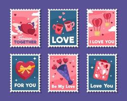 Valentine Stamp Stickers vector