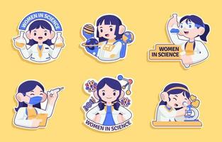 International Day of Women and Girls in Sciences Sticker vector