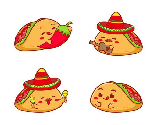 Cute and kawai taco illustration cartoon style 25877417 Vector Art at  Vecteezy