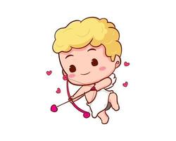 lindo adorable personaje de dibujos animados de cupido. bebés amur, angelitos o dios eros. diseño de concepto del día de san valentín. adorable ángel enamorado. carácter vectorial kawaii chibi. fondo blanco aislado. vector