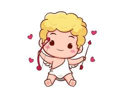 lindo adorable personaje de dibujos animados de Cupido. bebés amur, angelitos o dios eros. diseño de concepto del día de san valentín. adorable ángel enamorado. carácter vectorial kawaii chibi. fondo blanco aislado. vector