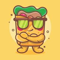 cute burrito food character mascot with cool expression isolated cartoon in flat style design vector
