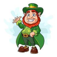 Cartoon leprechaun waving on white background vector