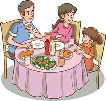 cute family eating cartoon vector illustration
