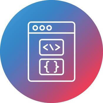 icono de fondo de círculo de degradado de línea de lenguaje de programación vector