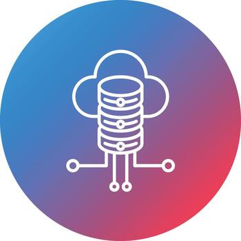 icono de fondo de círculo degradado de línea de almacenamiento en la nube vector