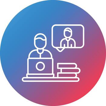 Online Meeting Line Gradient Circle Background Icon vector