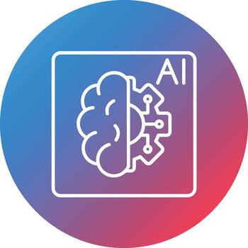 Artificial Intelligence Line Gradient Circle Background Icon vector
