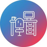 Workstation Line Gradient Circle Background Icon vector