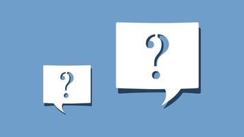 Question mark symbol on cutout white paper speech bubble on blue background vector