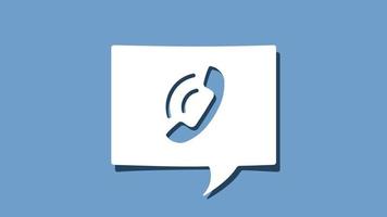 Phone with incoming call icon on cutout white paper speech bubble on blue background vector