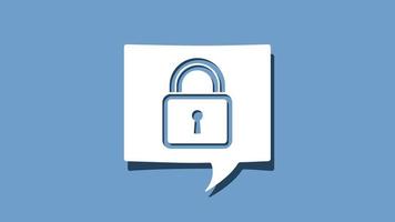 Lock padlock symbol on cutout white paper speech bubble on blue background vector