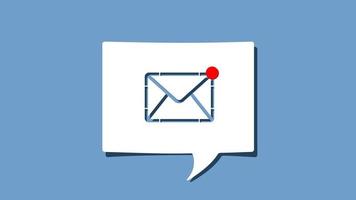 New email notification symbol on cutout white paper speech bubble on blue background vector