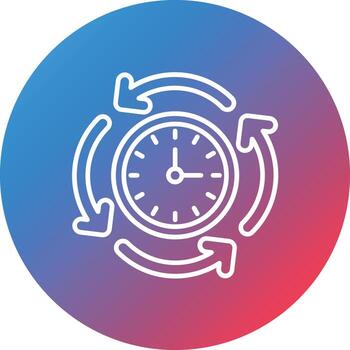 Round The Clock Line Gradient Circle Background Icon vector