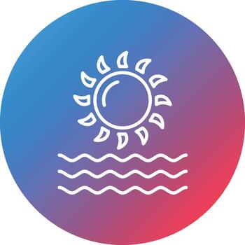 Sunset View Line Gradient Circle Background Icon vector