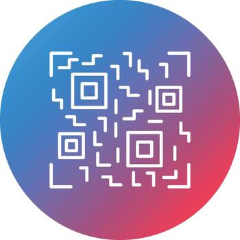 icono de fondo de círculo degradado de línea de código qr vector