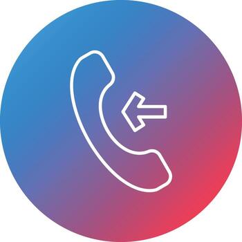 Incoming Line Gradient Circle Background Icon vector