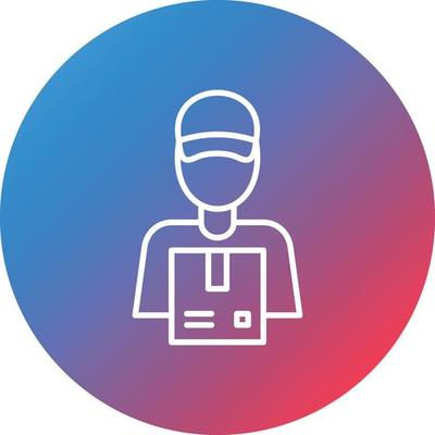 Delivery Man Line Gradient Circle Background Icon