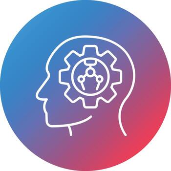 icono de fondo de círculo de gradiente de línea de pensamiento de máquina vector