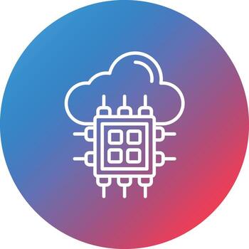 icono de fondo de círculo degradado de línea de procesamiento de datos vector