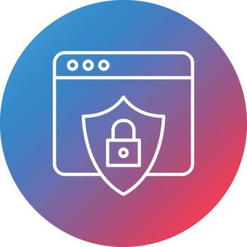 icono de fondo de círculo degradado de línea de protección de datos vector