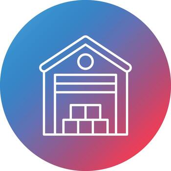 Warehouse Line Gradient Circle Background Icon vector
