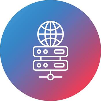 icono de fondo de círculo degradado de línea de alojamiento web vector