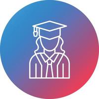 Student Female Line Gradient Circle Background Icon vector