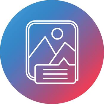 Bending Picture Caption List Line Gradient Circle Background Icon vector