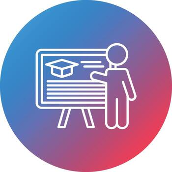 icono de fondo de círculo degradado de línea de enseñanza vector