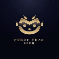 Abstarct cute golden robot head logo vector