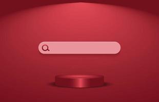 magenta color empty podium with search bar vector