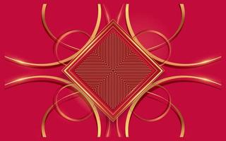 Abstract black and golden frame with red  background vector