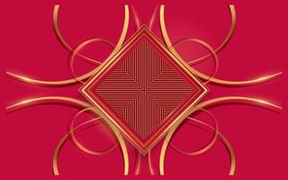 Abstract black and golden frame with red  background vector