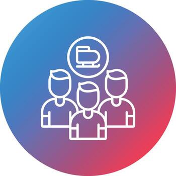 Group Skating Lessons Line Gradient Circle Background Icon vector