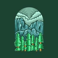 diseño de ilustración vectorial de un paisaje con montañas, excelente para necesidades de impresión como camisetas vector