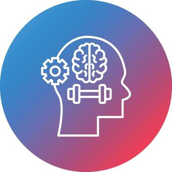 Brain Training Line Gradient Circle Background Icon vector