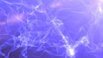 Abstract background of blue smoke in the rays of the sun, glowing beautiful waves from the air with particles of energy and magic. Screensaver, video in 4k, motion graphics design