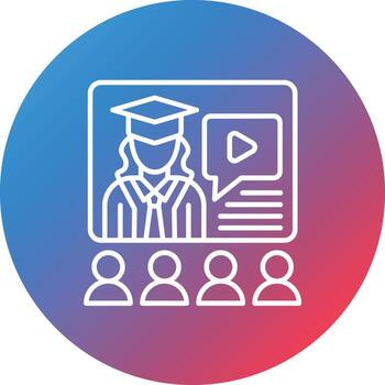icono de fondo de círculo degradado de línea de aprendizaje a distancia vector