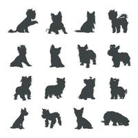 Yorkshire terrier dog silhouettes vector