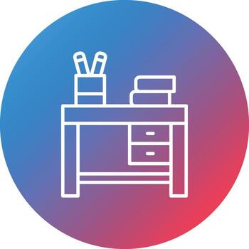 Desk Line Gradient Circle Background Icon vector